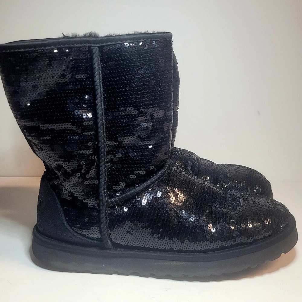 UGG Australia Black Sparkled Uggs Classic Short